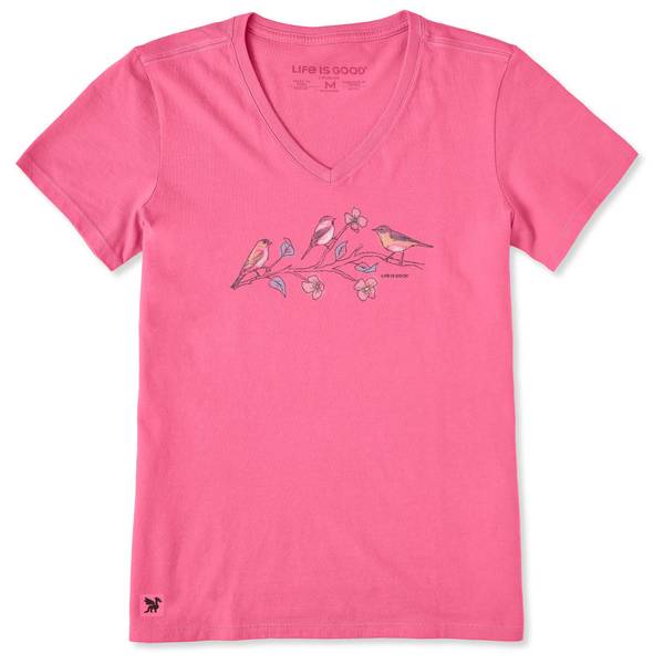 Photo of Women's Three Little Birds on Flowers Short Sleeve Crusher Vee