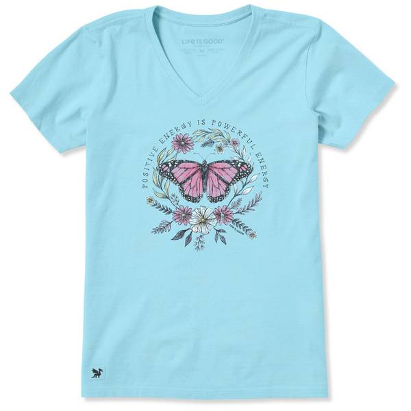 Photo of Women's Positive Powerful Energy Butterfly Short Sleeve Crusher Vee