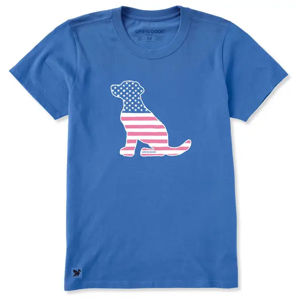 Life Is Good Women's Dog Bless America Short Sleeve Crusher-Lite
