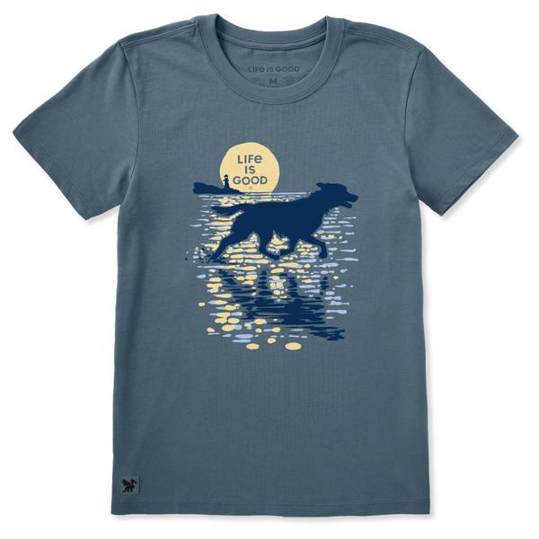 Photo of Women's Moonlit Running Dog Silhouette Short Sleeve Crusher Tee