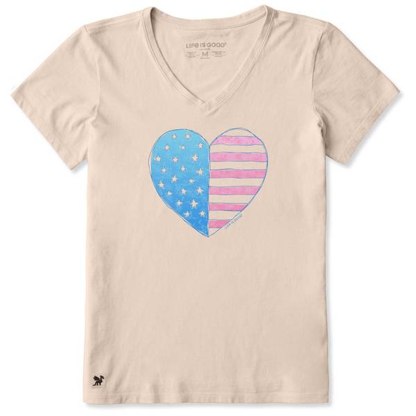 Photo of Women's Radiant Americana Heart Short Sleeve Crusher-Lite Vee