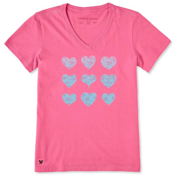 Photo of Women's Gradient Multi Hearts Short Sleeve Crusher-Lite Vee