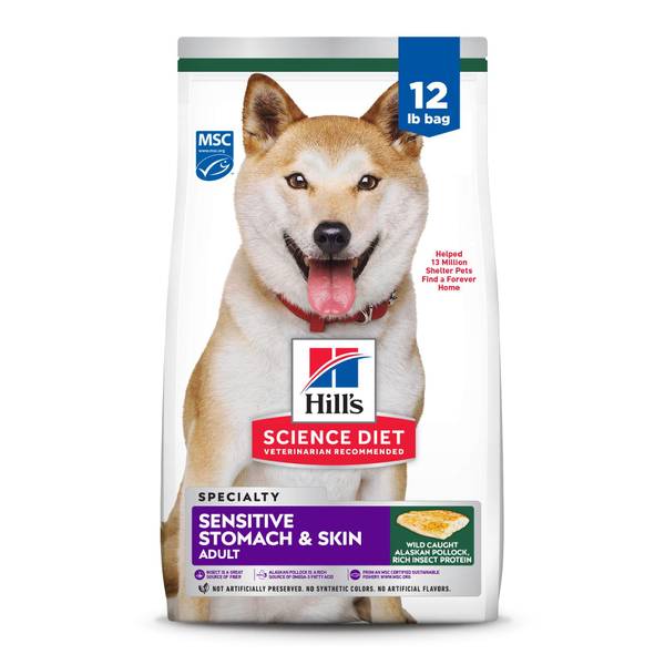 Photo of Adult Sensitive Stomach & Skin Pollock Meal, Barley & Insect Meal Recipe Dry Dog Food, 12 lb