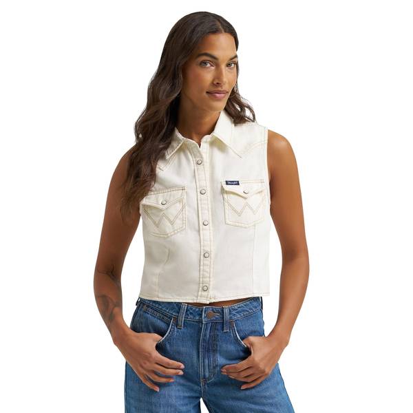 Photo of Women's Sleeveless Denim Snap Shirt