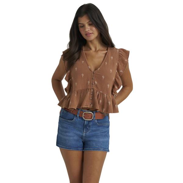 Photo of Women's Gauzy Flutter Sleeve Blouse