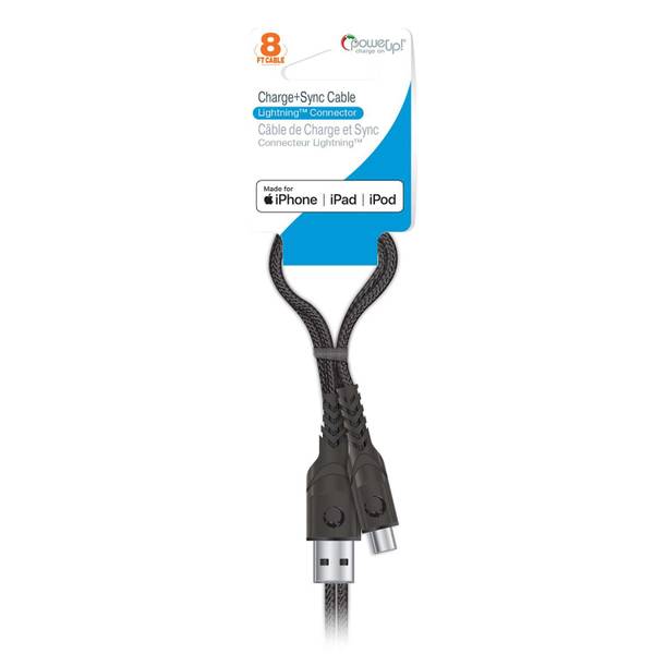Photo of 8ft Braided Cable-MFI 8-pin Black Cable-Black End