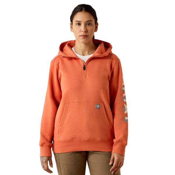 Photo of Women's Rebar Lightweight Logo 1/2 Zip Hoodie