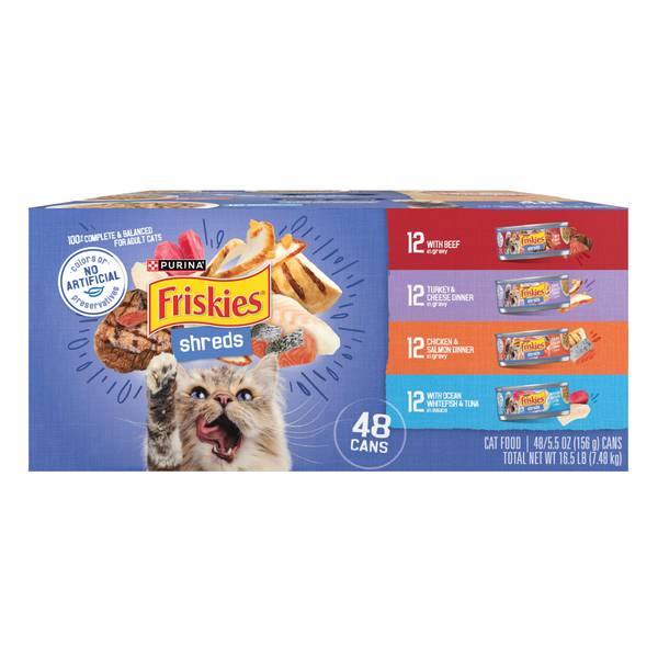 Photo of 48-Count 5.5 oz Shreds Variety Pack Wet Cat Food