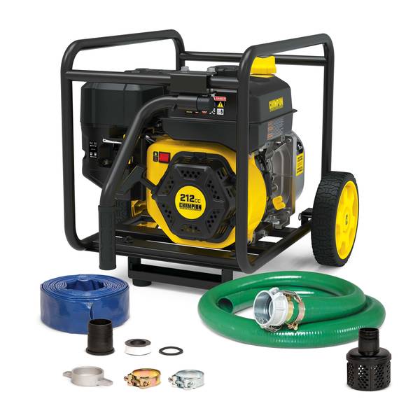Photo of 2" Gas-Powered Semi-Trash Water Transfer Pump with Hose and Wheel Kit