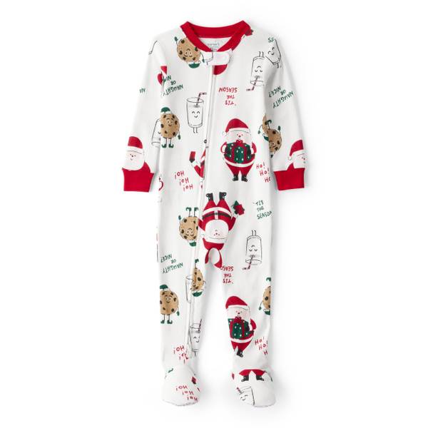 Photo of Toddler's Santa Milk and Cookies 100% Cotton Long-Sleeve Footed Pajamas