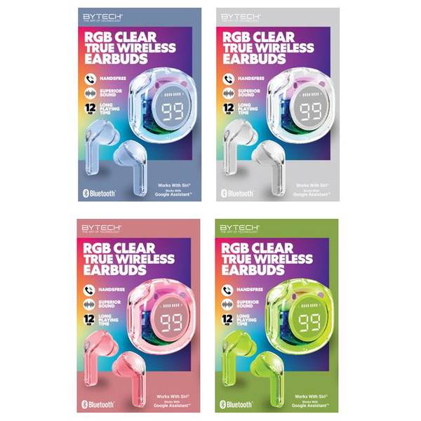 Photo of Bytech RGB Clear True Wireless Earbuds Assortment
