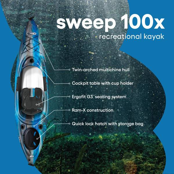 Pelican Sweep 100X Sit-In Kayak - KXF10P301 | Blain's Farm & Fleet