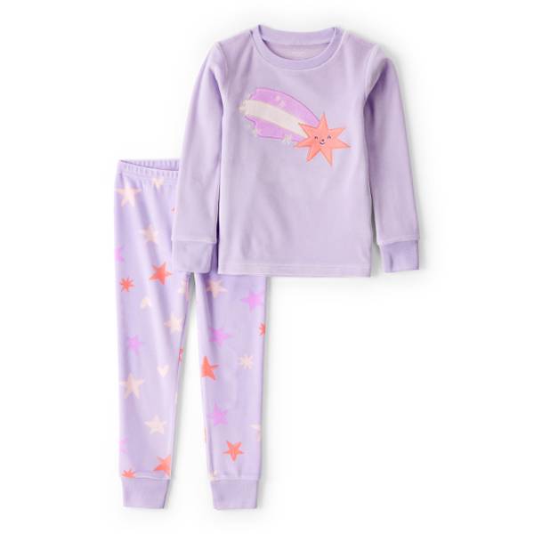Photo of Toddler Girl's Star Print DreamPlush Long-Sleeve Snug Fit 2-Piece Pajamas