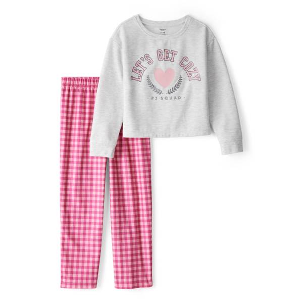 Photo of Girls Heart Fleece Loose Fit 2-Piece Pajamas