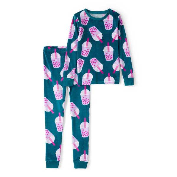Photo of Girls Boba Tea DreamPlush Snug Fit 2-Piece Pajamas