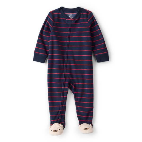 Photo of Infant Boy's Dog Striped Fleece 1-Piece Pajamas