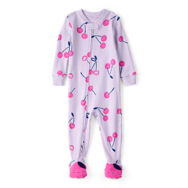 Photo of Infant Girls Cherry 100% Cotton Snug Fit 2-Way Zip Footie 1-Piece Pajamas