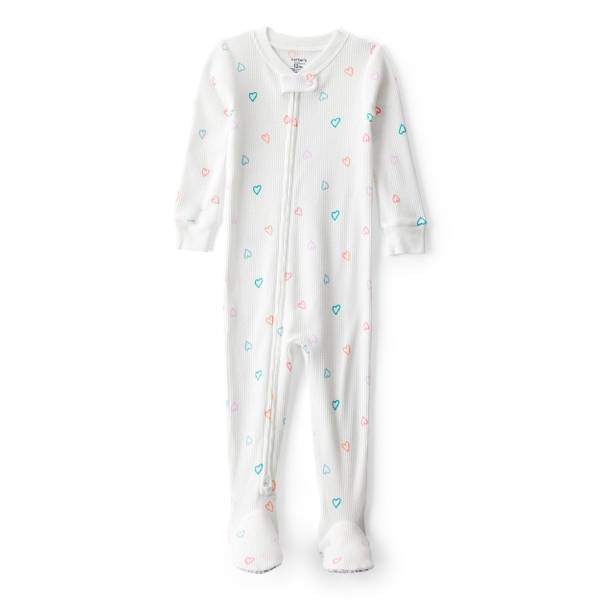 Photo of Infant Girls Heart Cotton Snug Fit 2-Way Zip Footie 1-Piece Pajamas