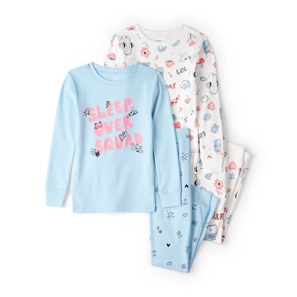 Photo of Girl's 100% Cotton Snug Fit 4-Piece Pajamas