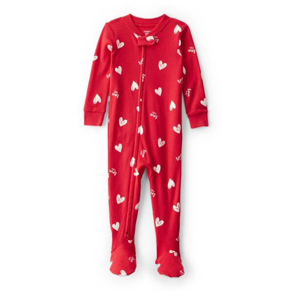 Photo of Infant Girl's Valentine's Day Heart 100% Cotton 2-Way Zip Footie Pajamas
