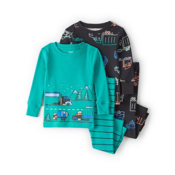 Photo of Infant Boy's Truck 100% Cotton Loose Fit 4-Piece Pajamas