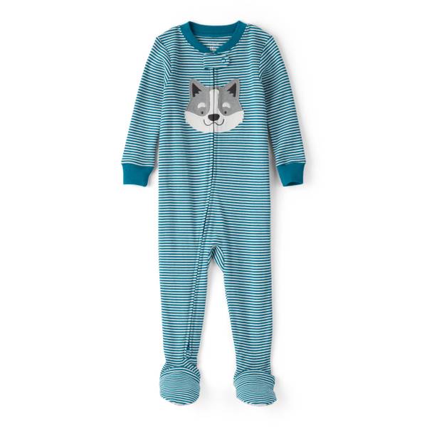 Photo of Infant Boy's Dog Striped 2-Way Zip Footie Pajamas