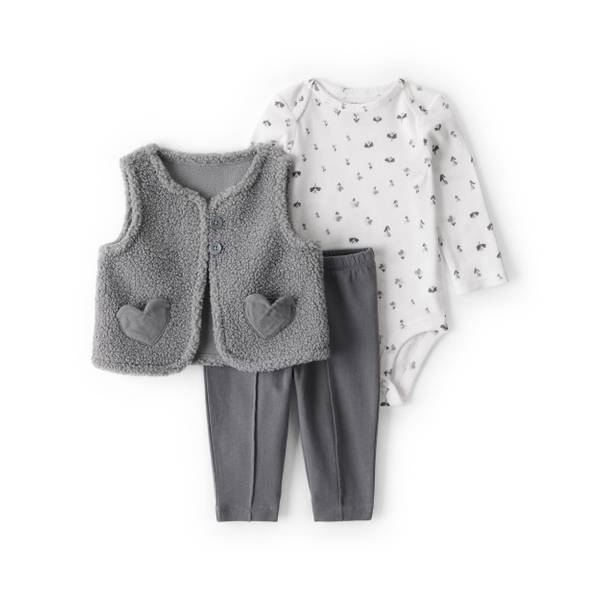 Photo of Infant Girls 3-Piece Sherpa Vest Outfit Set