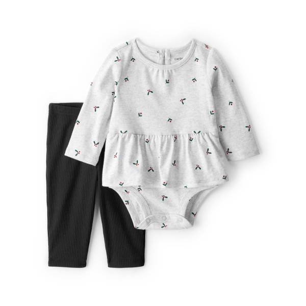 Photo of Infant Girls 2-Piece Bow Print Bodysuit Pant Set
