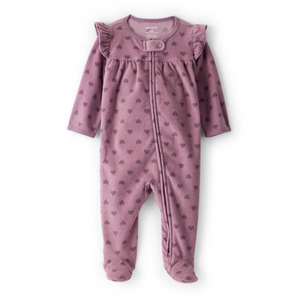 Photo of Infant Girl's Heart Plush Long-Sleeve Snug Fit Sleep 'n Play Pajamas