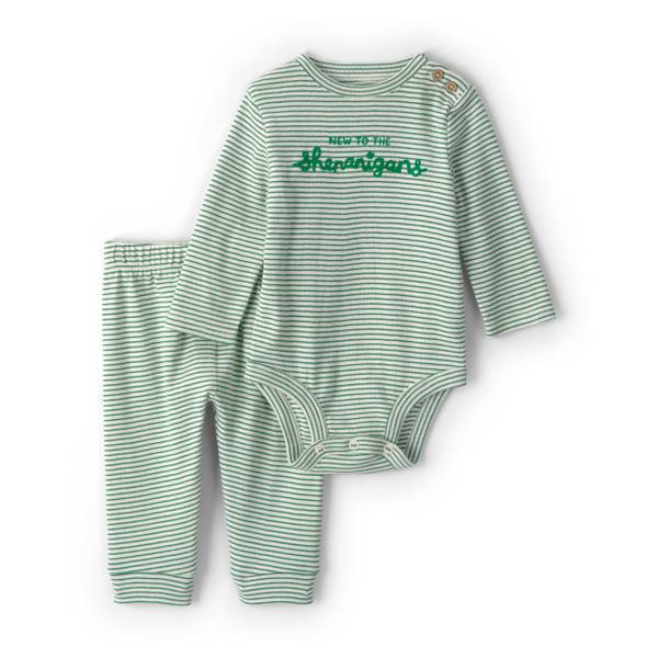 Photo of Infant Kids' St. Patrick's Day 2-Piece Striped Long-Sleeve Bodysuit and Pant Set