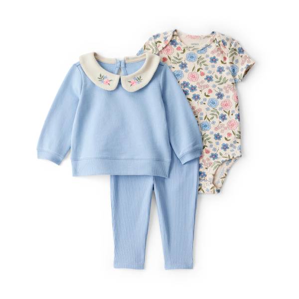 Photo of Infant Girls 3-Piece Floral Collared Cardigan Outfit Set