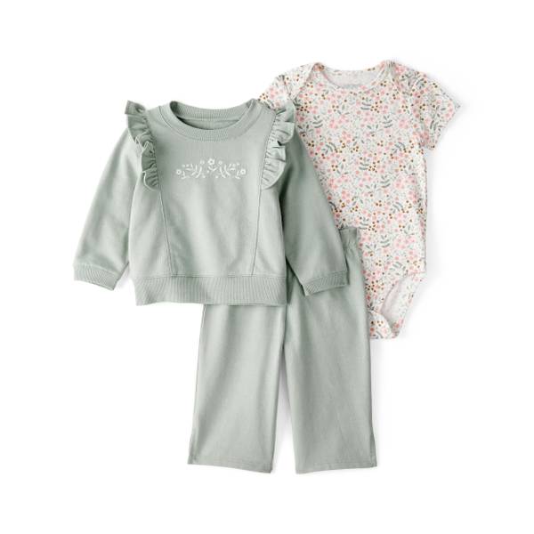 Photo of Infant Girls 3-Piece Floral Sweatshirt Outfit Set