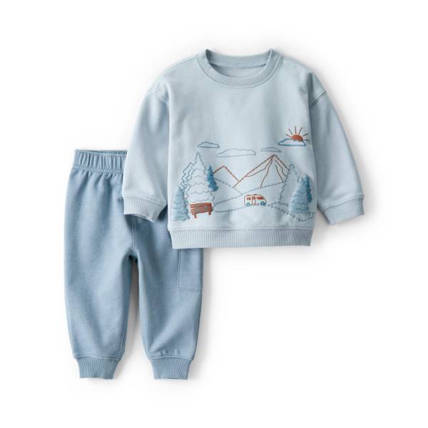 Photo of Toddler Boy's 2-Piece Fleece Mountain Pullover Pant Set