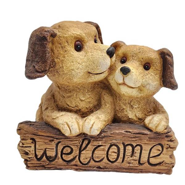 Photo of 12.59" Dog with Welcome Sign Flower Pot