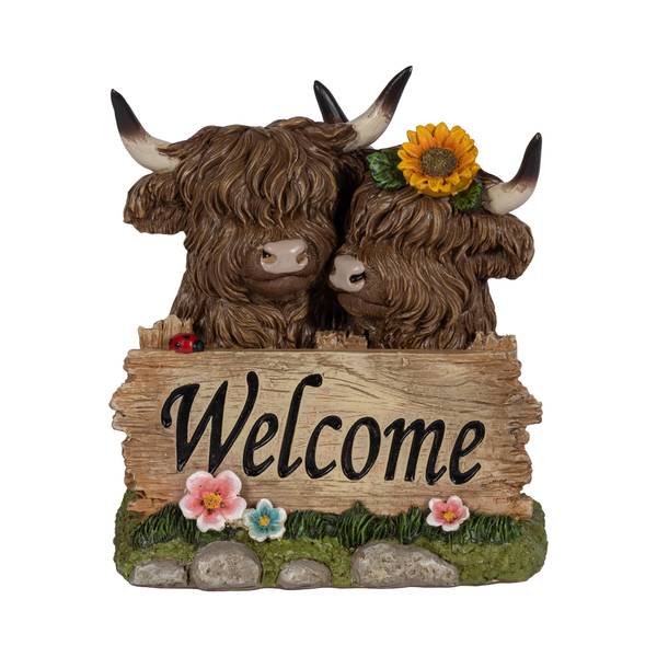 Photo of 7.09" Highland Cows with Welcome Sign