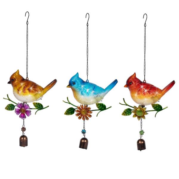 Photo of 19.88" Solar Hanging Bird with Bells Assortment