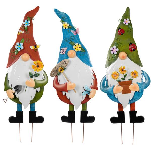 Photo of 32.8" Metal Gnome Garden Stake Assortment