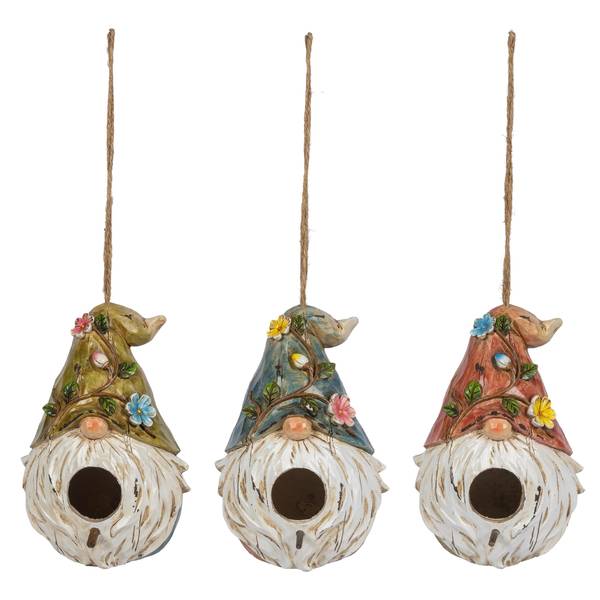 Photo of 7" Resin Hanging Gnome Birdhouse Assortment