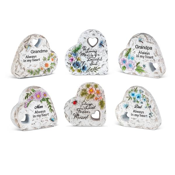 Photo of 4.6" Cement Memorial Heart Stones Assortment