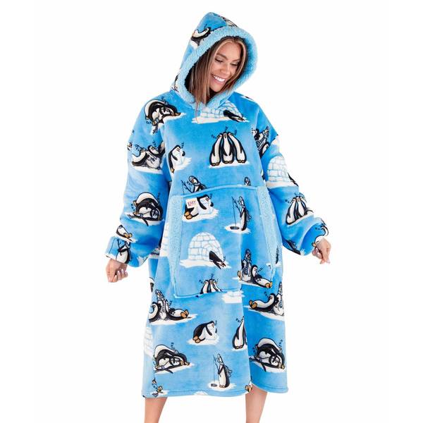 LAZY ONE Out Cold Penguin Blanket Hoodie - BH565-OS | Blain's Farm