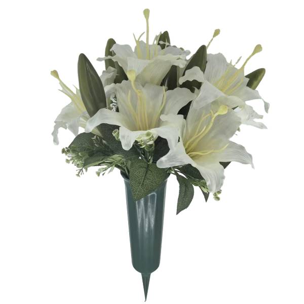 Photo of Lily Bouquet in Plastic Cone Vase