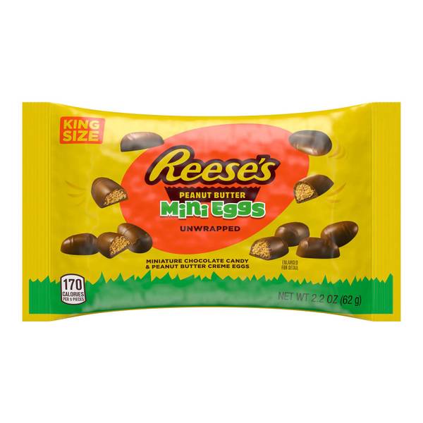 Photo of 2.2 oz Unwrapped Chocolate King Size Peanut Butter Creme Mini Eggs Easter Candy Bag
