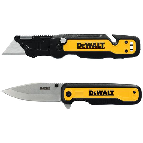 Photo of 2-Pack Push and Flip Folding Utility Knife/Drop Point Pocket Knife