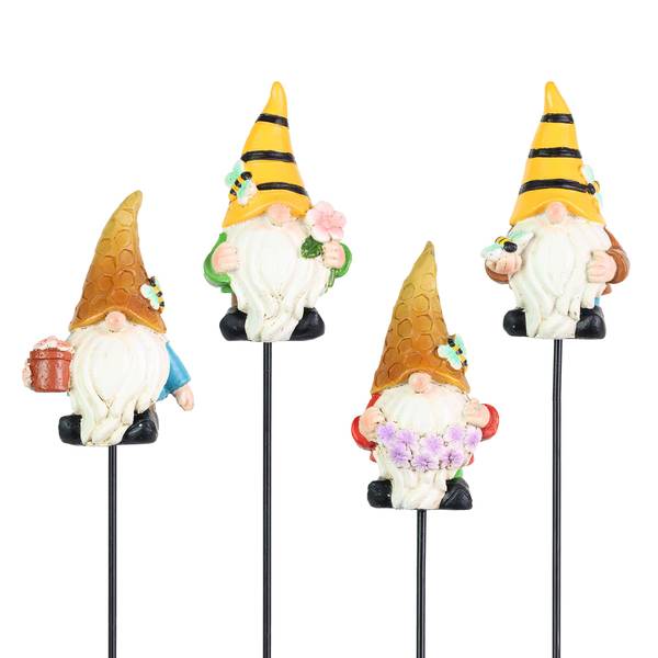 Photo of Bee and Garden Gnome Pot Stakes Assortment
