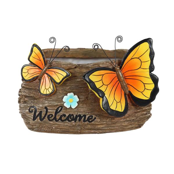 Photo of Wood Look Butterfly Flower Pot