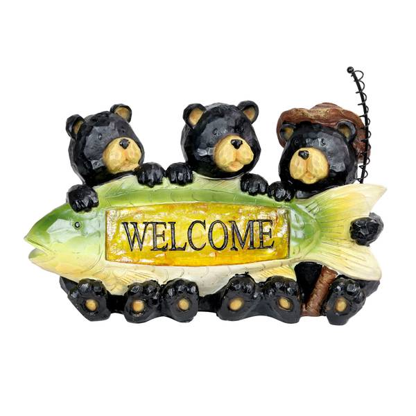 Photo of Solar Fisherman Bears with Fish Welcome Sign