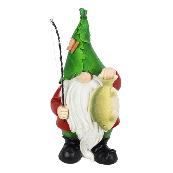 Photo of Solar Fishing Gnome with Trout and LED Pole and Butterfly