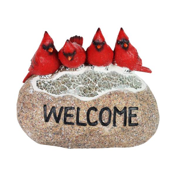 Photo of Solar Cardinals on Welcome Rock Statue