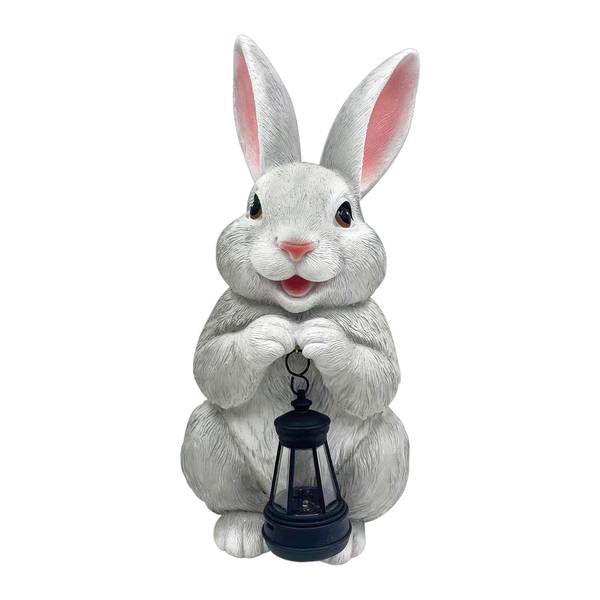 Photo of Solar Bunny Rabbit Garden Statue with LED Lantern