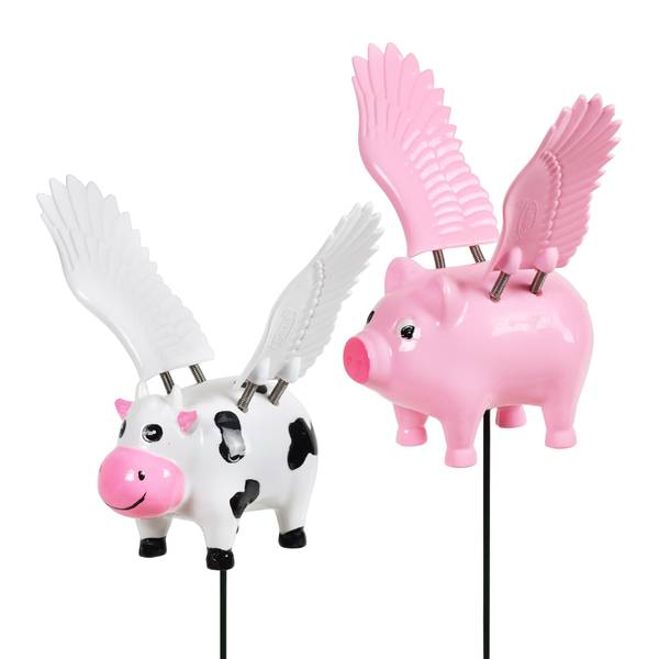 Photo of 4" WindyWings Pig and Cow Stake Assortment